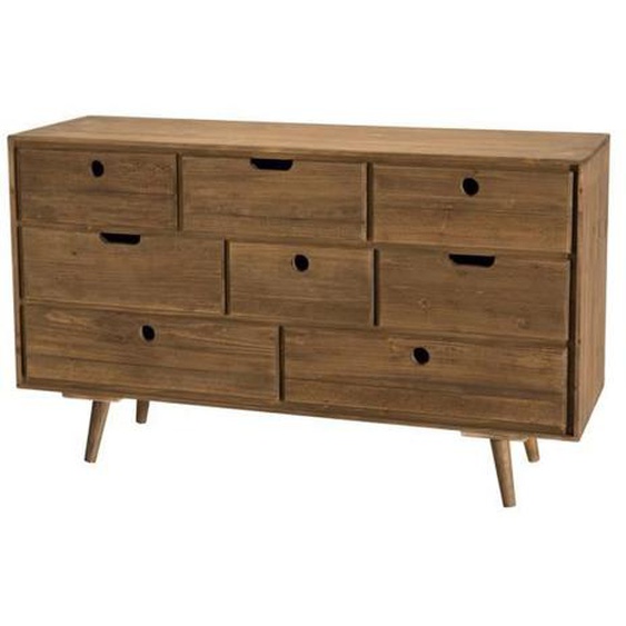 Commode Scandinave Bois Marron 8 Tiroirs - MACABANE ANDREW