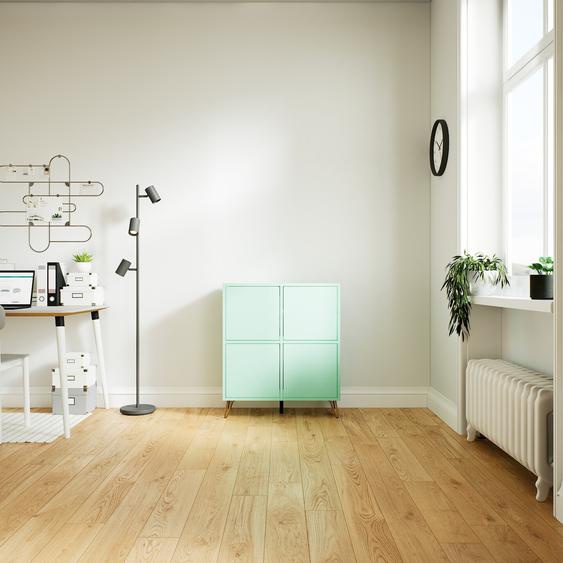 Commode - Vert céladon avec des pieds dorés, moderne, raffinée, avec porte Vert céladon et tiroir Vert céladon - 79 x 91 x 34 cm