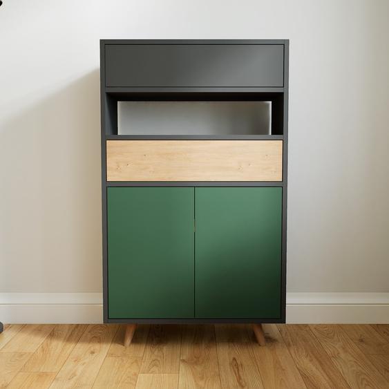 Commode - Vert forêt, moderne, raffinée, avec porte Vert forêt et tiroir Graphite - 77 x 129 x 34 cm