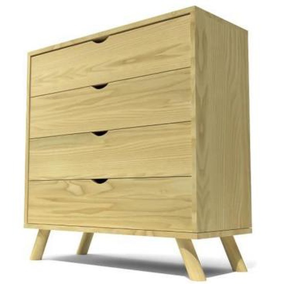 Commode Viking scandinave en bois massif - ABC MEUBLES - 4 tiroirs - Miel