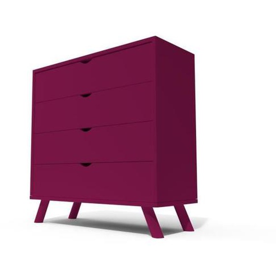 Commode Viking scandinave en bois massif prune - ABC MEUBLES - 3 tiroirs - 100,5 x 100 x 40 cm