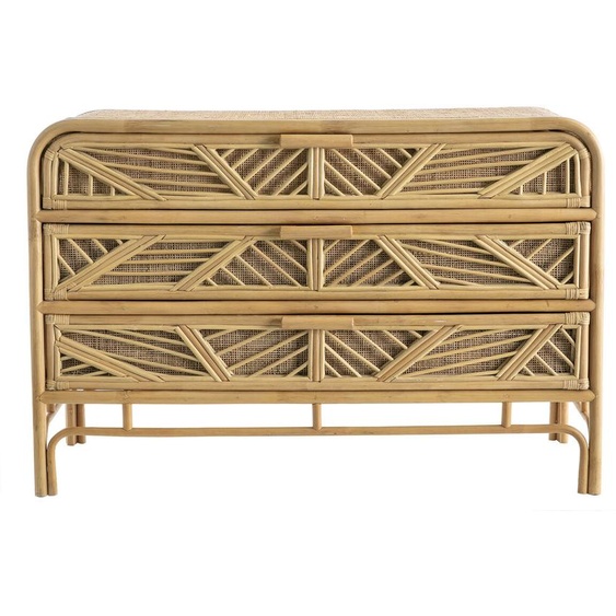Commode vintage en rotin 3 tiroirs L120 cm GALON