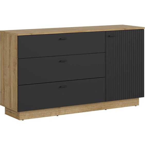Commode Zenda 150 cm Chêne Waterford/Noir