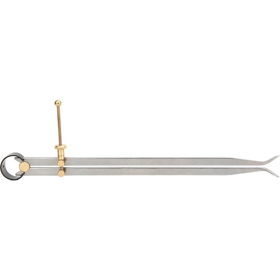 Compas à ressort finement rectifié en acier au carbone et laiton avec branches plates, compas à ressort interne, 300 mm