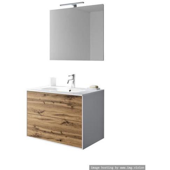 Composition de salle de bain 4 pièces IGEA chêne miel