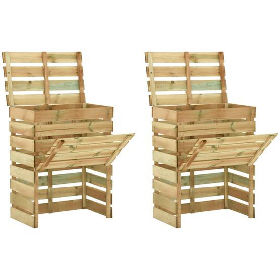Composteur de jardin à lattes 2 pcs 80x50x100 cm Pin imprégné