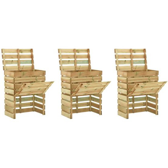 Composteur de jardin à lattes 3 pcs 80x50x100 cm Pin imprégné