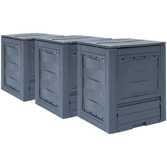 Composteurs de jardin 3 pcs Gris 60x60x73 cm 780 L
