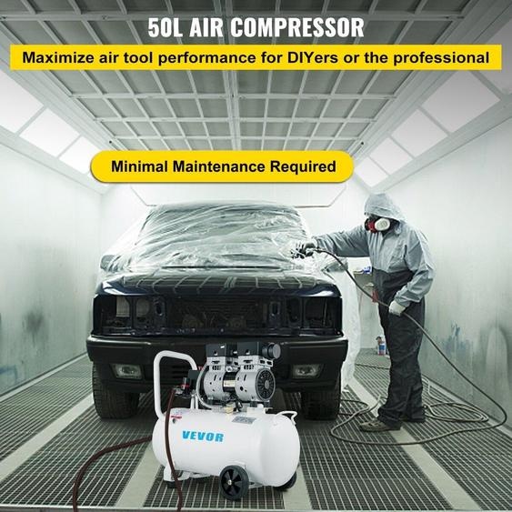 Compresseur dair 11 gallons, compresseur dair ultra silencieux 1 HP, compresseur dair sans huile, réservoir en acier 750 W, compresseur dair portable 8 bars, compresseur ultra silencieux pour les réparations domestiques, gonflage des pneus