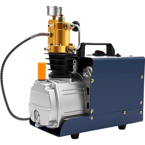 Compresseur dair haute pression - Compresseur PCP 220 V - Pression max. 30 MPa/300 bar - Puissance 1,8 kW - Débit 80 l/min - Vitesse de rotation 2800 tr/min - Refroidissement par eau - Moteur en cuivre - Bleu