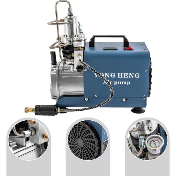 Compresseur dair haute pression - Pompe électrique booster 220V - Pression 30 MPa - Puissance 1,8 kW - Débit 50 L/min - Prise EU 50 Hz - Bleu