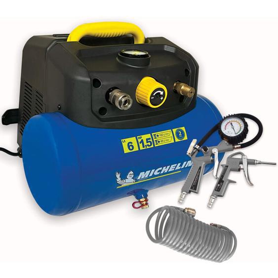 Michelin - Compresseur dair 6L 8 bar 1,5 cv Fonctionne sans huile + kit de gonflage