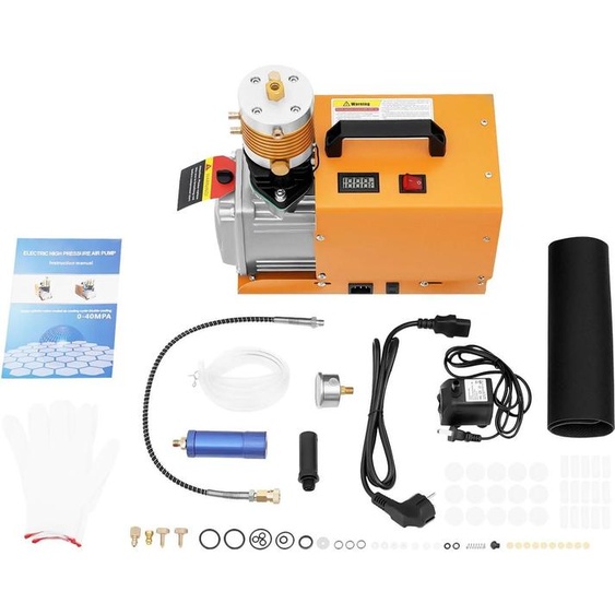 Compresseur dair PCP - Pompe haute pression portable, 300 bars, 30 MPa, 4500 PSI, 220V, 1,8 kW, 100 L/min, prise européenne - Orange
