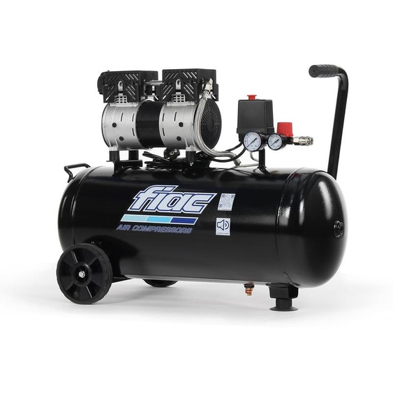 Compresseur dair - Réservoir de 50 litres - 1 CV - Sans huile - Métal - Silencieux, idéal pour les garages et les ateliers
