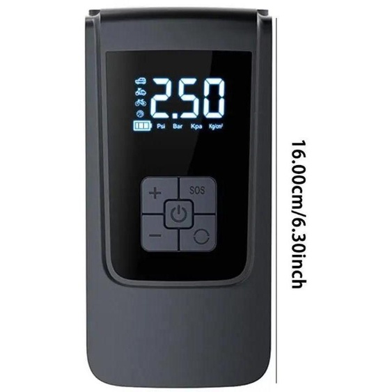 Compresseur dair sans fil - Pompe à pneus ST-9624 - Alimentée par batterie - Portable - Tête en métal - Batteries incluses - Pour voiture/moto/vélo/ballons - Noir