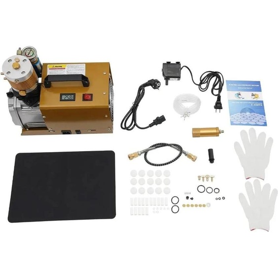 Compresseur électrique PCP - Pompe booster - 300 bar - 220V prise EU - 0-6,8 L - Pour les bouteilles de paintball/plongée - Jaune