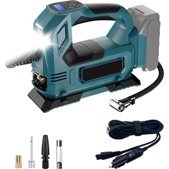 Compresseur sans fil - Pompe à air électrique - Système de batterie 18 V - Éclairage LED - Sans batterie - Rouge