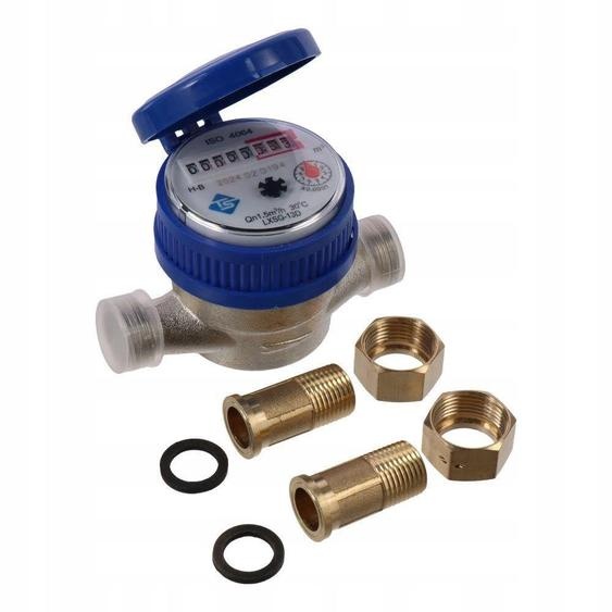 Compteur deau froide pour jardin et usage domestique, modèle DN15, avec raccords en cuivre, compteur mécanique à aiguille rotative, conçu pour une utilisation privée en intérieur