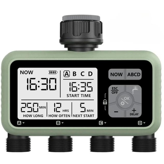 Compteur deau pour jardin, configuration avec 4 sorties, conception résistante aux intempéries, conforme aux normes BS et UE