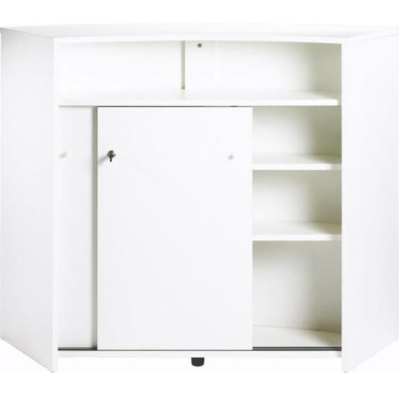 Comptoir Bar 2 Portes Blanc Serrure 4 Niches L 134,5 H 104,8 P 55,3 cm - Drapeau Suisse 650 - L 134.5 x l 55.3 x H 104.8 cm