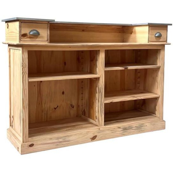 Comptoir Bar Industriel Bois Massif et Métal Gabriel 160cm - Finition vieillie