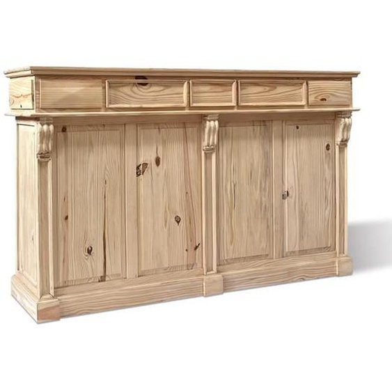 Comptoir Bar Style Industriel Bois Massif Clair Edgar - 180cm - 2 portes - 3 tiroirs