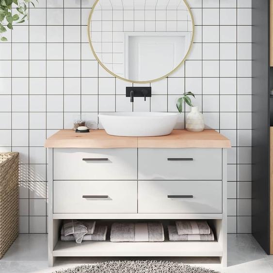 Comptoir de salle de bain 120x50x(2-6)cm bois massif non traité