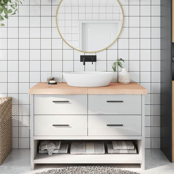 Comptoir de salle de bain 120x60x(2-6)cm bois massif non traité