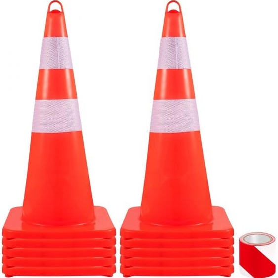 Cône de sécurité routière - Collier orange réfléchissant - 10 x 28 pouces