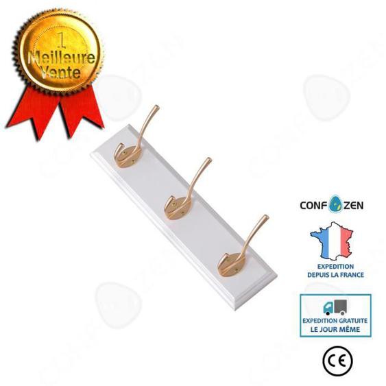 CONFO® Cintre derrière la porte patère murale perforée sans cintre créatif rétro double crochet porte-manteau blanc étagère porte-ma