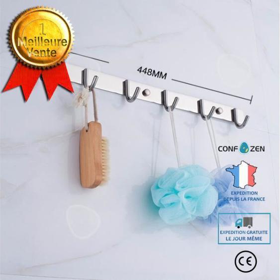 CONFO® Crochet épais solide acier inoxydable patère cuisine salle bain derrière porte patère porte manteau chapeau vadrouille croche