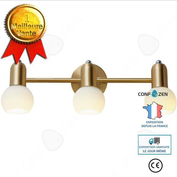 CONFO® Miroir de salle de bain nordique lumière avant maquillage lumière coiffeuse salle de bain led cuivre meuble de toilette salle