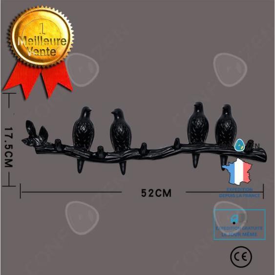 CONFO® Patère crochet noir créativité derrière la porte oiseau crochet cintre patère sans couture tenture murale vêtements patère sa