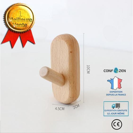 CONFO® Patère en bois sans perforation tenture murale nordique crochet sans clou patère derrière la porte
