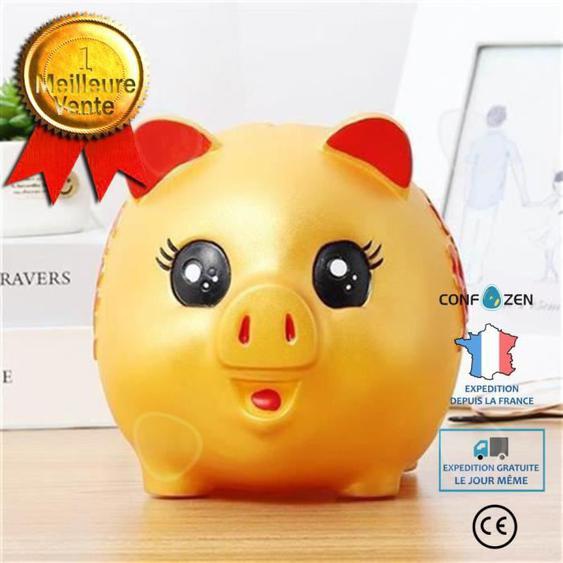 CONFO® Plastique incassable mignon salon garçon papier-monnaie pièce de monnaie dessin animé chanceux tirelire doré Créatif