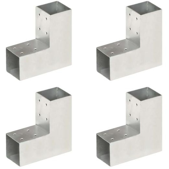 Connecteurs de poteau 4 pcs Forme en L Métal galvanisé 71x71 mm
