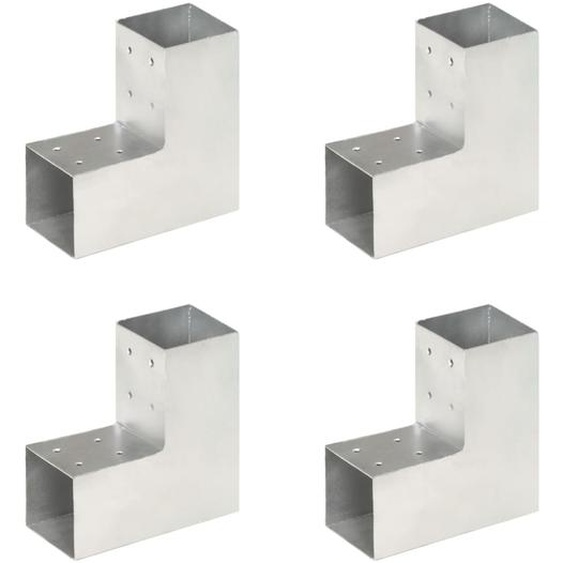Connecteurs de poteau 4 pcs Forme en L Métal galvanisé 81x81 mm