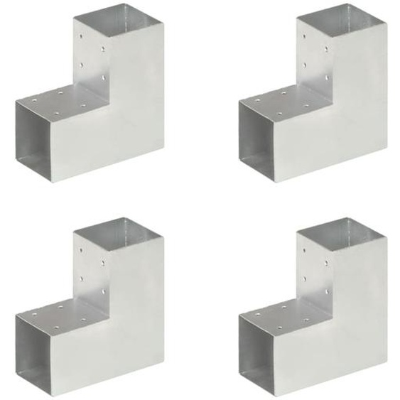 Connecteurs de poteau 4 pcs Forme en L Métal galvanisé 91x91 mm