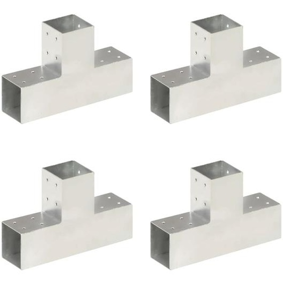 Connecteurs de poteau 4 pcs Forme en T Métal galvanisé 81x81 mm