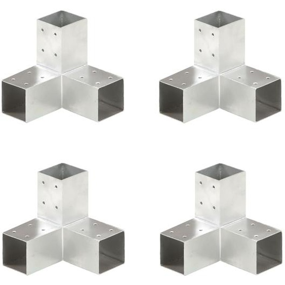 Connecteurs de poteau 4 pcs Forme en Y Métal galvanisé 71x71 mm