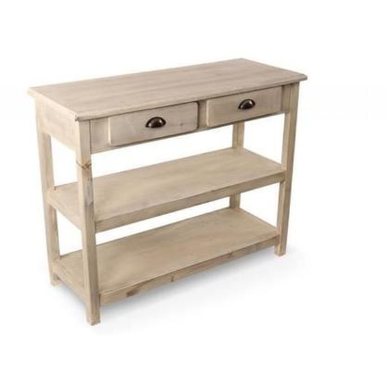 Console 2 Tiroirs Bois Blanc 100x40x80.5cm - Décoration dAutrefois