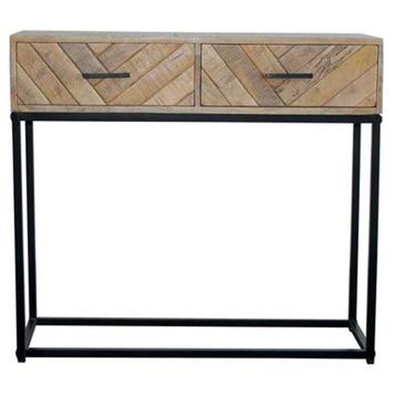 Console 2 tiroirs Bois massif/Métal - MUNGO - L 90 x l 33 x H 80