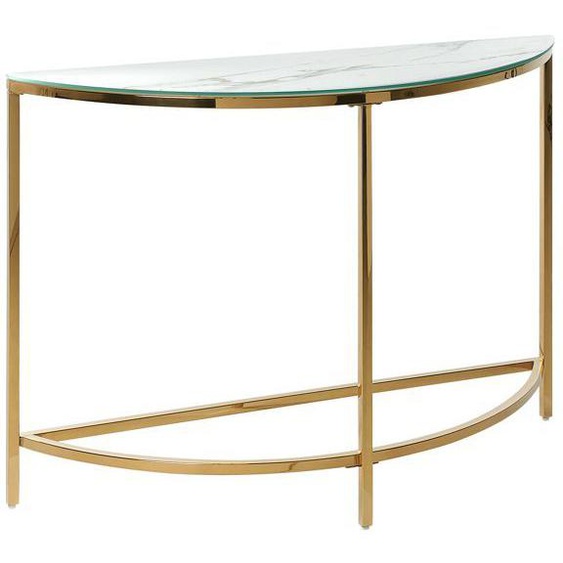 Console à plateau en verre effet marbre blanche/dorée ORITA