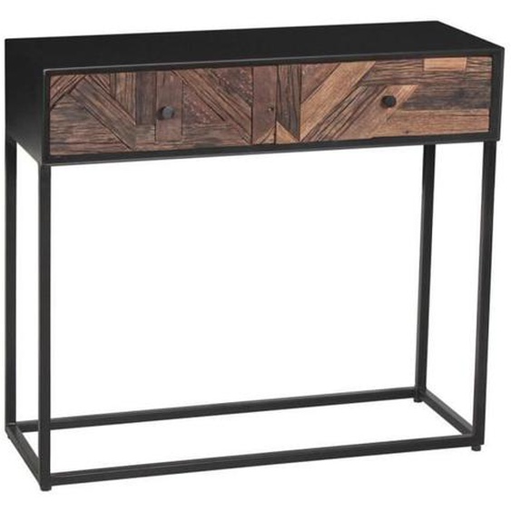 Console - ALTOBUY - Jordan - 2 Tiroirs - Métal Noir - Bois Recyclé - Vintage