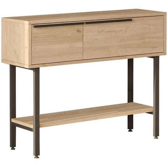 Console avec miroir en bois Calvin - 100 x 30 x 76 cm - Marron