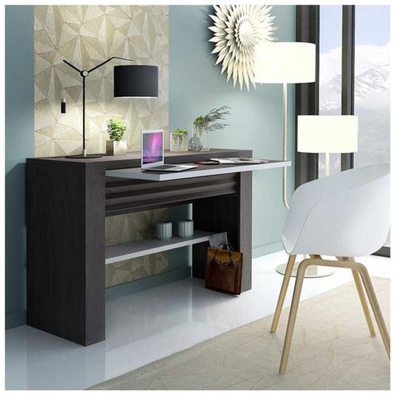 Console bureau Wengé/Blanc laqué - EVOLENE - L 120 x l 45 x H 80 cm