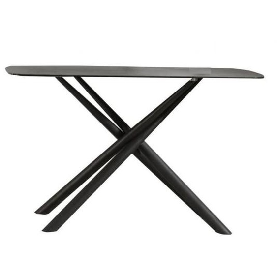 Console de salon - COREME - FORCE A - Plateau en céramique - Pieds en métal - Gris foncé