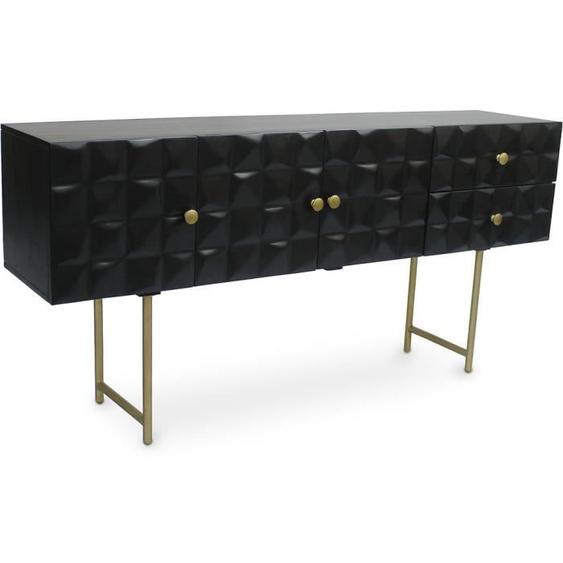 Console en Bois - Buffet Stile Vintage - Noir - Marque Fros Noir
