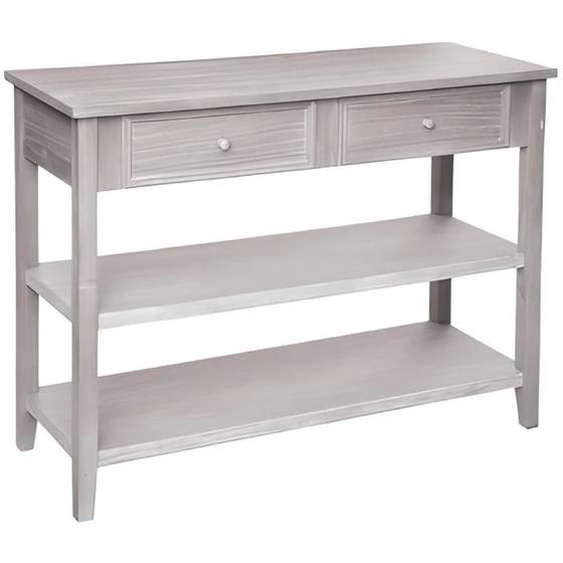 Console en bois de paulownia - MDF avec 2 tiroirs coloris beige - Longueur 110 x Profondeur 40 x Hauteur 85 cm