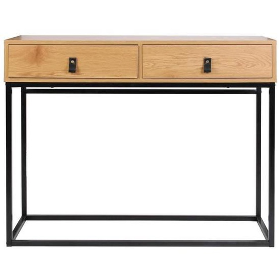 The Home Deco Factory - Console 2 tiroirs en bois et métal Jack - Marron et noir